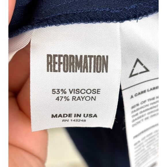 Reformation Women’s 6 Navy Blue Woodbury Button Up Long Sleeve Mini Dress - Picture 6 of 8